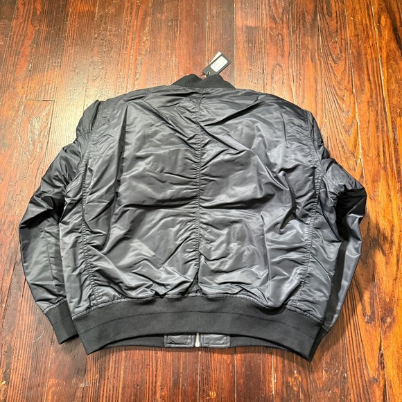 RAG & BONE Bomber Jacket Mens Large Black Zip Up Recycled Nylon Mason $598 - Picture 7 of 13